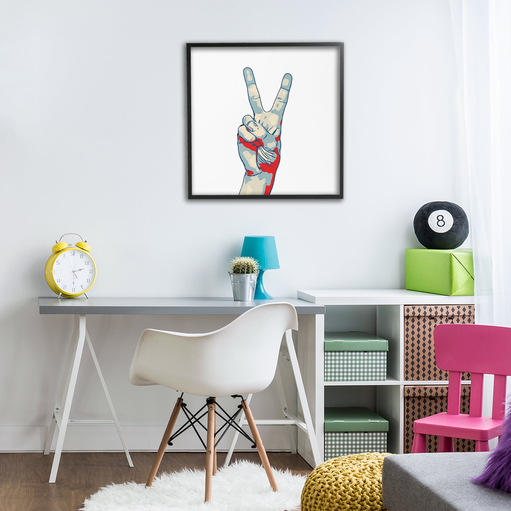Stupell Industries Pop Style Peace Gesture Black Framed Giclee Art, design by Kim Curinga
