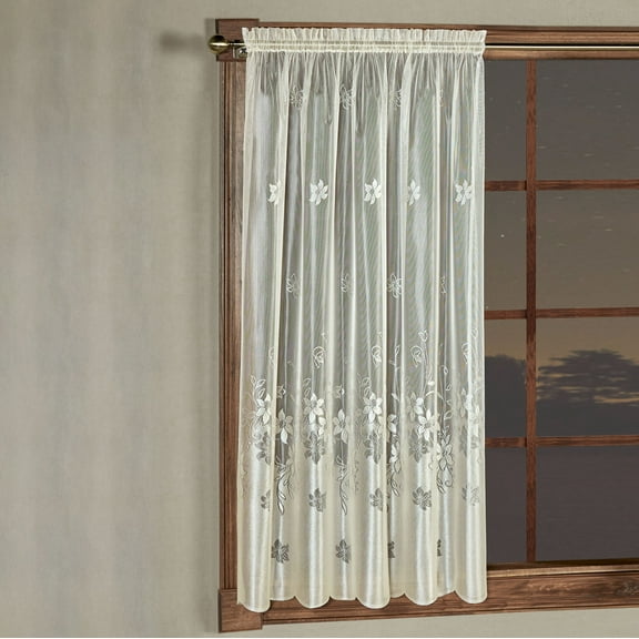 Vining Floral Marisol Semi Sheer Ombre Window Curtain Panel 55 x 63 Inches