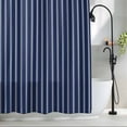 thumbnail image 2 of Navy Blue Stripe Fabric Shower Curtain Vertical Striped Washable Shower Curtains for Bathroom, Waterproof Bath Curtain with Hooks Home Decor 72x84in, 2 of 8