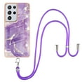 thumbnail image 2 of Allytech Galaxy S21 Ultra Case, TPU Marble Pattern Slim Fit Anti-scratch Shock-absorbing Full Protection Back Cover with Hand Strap Lanyard Case for Samsung Galaxy S21 Ultra, Purple, 2 of 4