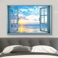 thumbnail image 2 of wall26 Canvas Print Wall Art Window View Pastel Sunset Blue Ocean Beach Horizon Wilderness Nature Photography Realism Scenic Landscape Colorful Multicolor for Living Room, Bedroom, Office - 32&quot;x, 2 of 5