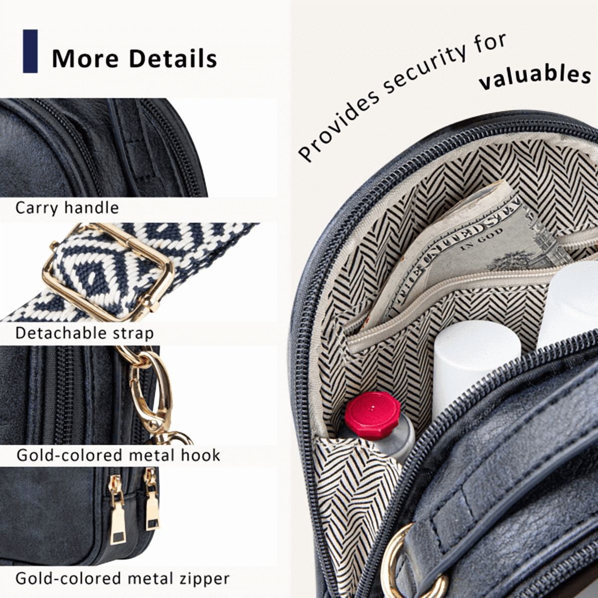 Olurrisa Small Sling Bag For Women: Small Crossbody Bag for Women with Handle and Adjustable Strap, Cell Phone Purse Cross body with 2 Zipper Pockets-Dark Blue
