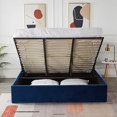 thumbnail image 3 of Velets Oliver King Size Lift Up Bed Frame Storage Platform Bed with Wingback Headboard Upholstered Bed Frame, Velvet Fabric with Hydraulic Support Bars, Blue, 3 of 5