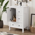 thumbnail image 3 of Euroco 24-Inch Freestanding Bathroom Vanity with Ceramic Sink, Soft-Close Drawers and Cabinet, Vintage-Inspired Design, 3 of 9