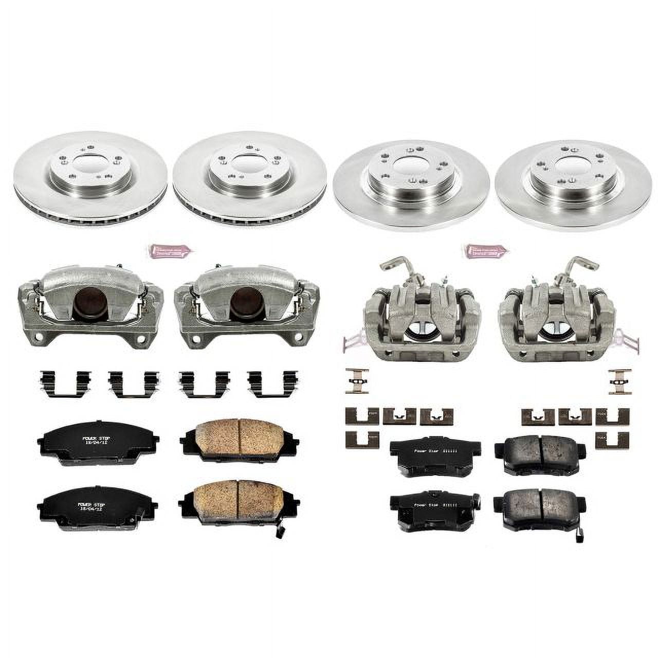 PowerStop Front and Rear Stock Replacement Brake Pad and Rotor Kit with Calipers Fits: HONDA Select Models KCOE2277