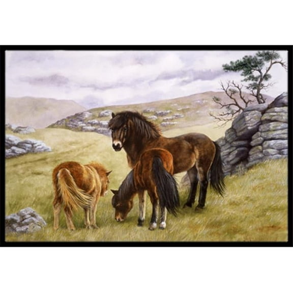 Carolines Treasures  Horses in the Meadow Indoor or Outdoor Mat - 24 x 36
