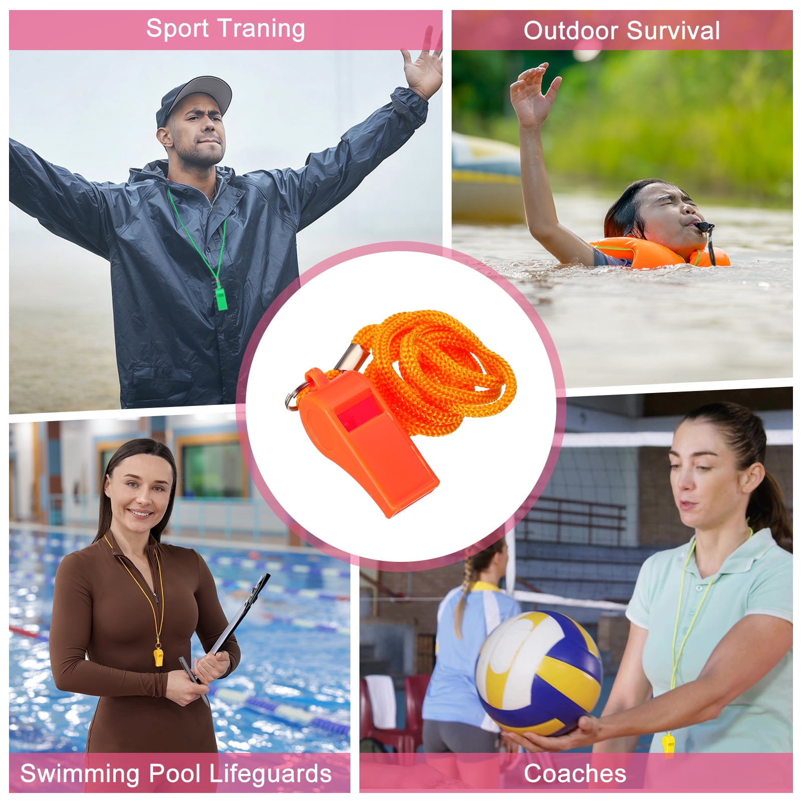 Uxcell Plastic Whistles with Lanyard, Training Sports Gather Whistles Loud Crisp Sound Colorful Bulk Whistle 36 Pcs & Orange -Fitting for (Coaches/Referee/Outsides/Team Events)