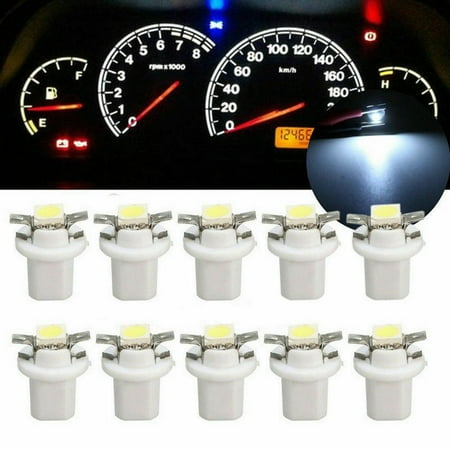 

10Pcs T5 B8.5D Car Gauge Led Dashboard Instrument Panel Light Bulb White 12V