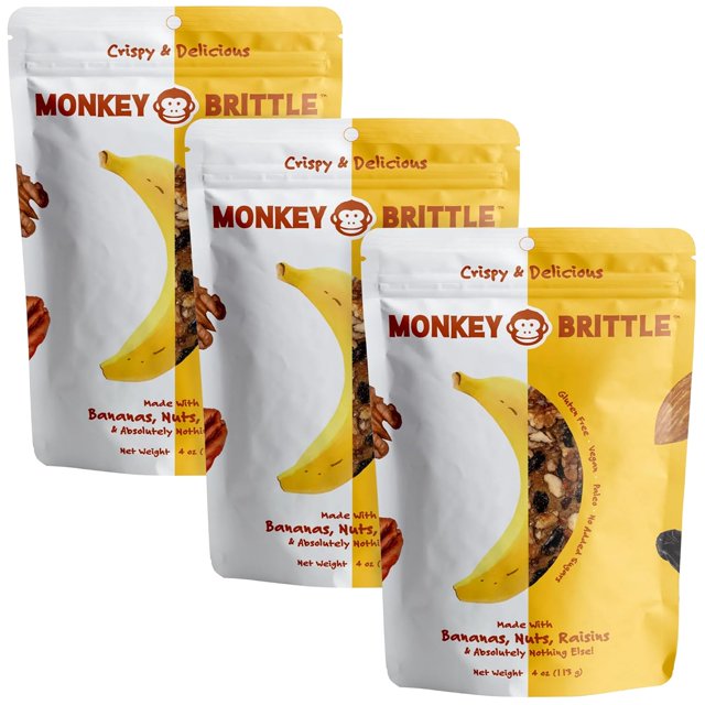 Healthy Snacks, Crispy Plant-Based Treats for Kids & Adults, Vegan & Gluten-Free, All-Natural Snack for School, Sports, Camping & On-the-Go (Pack of 3) Strawberry Banana Crunch