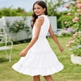 thumbnail image 3 of Lullu Girls Summer Ruffle Tiered Sleeveless Dress Casual A Line Swing Dress, Sizes 5-13, 3 of 5