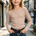 thumbnail image 7 of Bixock Toddler Girls Long Sleeve Shirts,Kids Crewneck Pullover Tops Solid Color Ribbed Knit Layering Top Girls Shirt for Everyday Casual Out Girls Clothings, 7 of 7