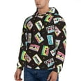 thumbnail image 3 of Uemuo Colorful Retro Tape Pattern Men's Hoodie - Casual Pullover Hoodie with Kangaroo Pocket, Stylish Hooded Sweatshirt for Everyday Wear-Medium, 3 of 7