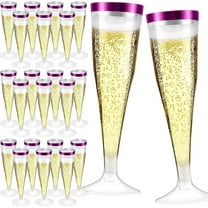 100 Pcs Plastic Champagne Flutes,4.5oz Plastic Champagne Glasses,Clear Disposable Champagne Flute,Plastic Toasting Glasses for Parties Wedding Drinking Party Cocktail Cups (Purple)