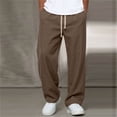 thumbnail image 2 of Men's Casual Elastic Waist Drawstring Solid Pockets Full Length Pants, Trousers, High Waisted Straight Leg Joggers, Lightweight, Breathable, Quick Dry, for Walking, | AKLJWH,Coffee M, 2 of 9
