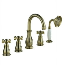 Juno Deck Mount Bronze Bathtub Faucet Set with Bath Tub Mixer Tap and Pull Out Handheld Shower