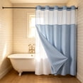 thumbnail image 6 of Waterproof Double Layer Shower Curtain, Waffle Weave Polyester Bath Curtain with Detachable Liner, Reinforced Grommet Top, Machine Washable, Standard Size for Bathtub and Shower Stall, 6 of 6