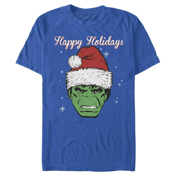 Men's Marvel Hulk Happy Holidays Portrait Graphic T-Shirt