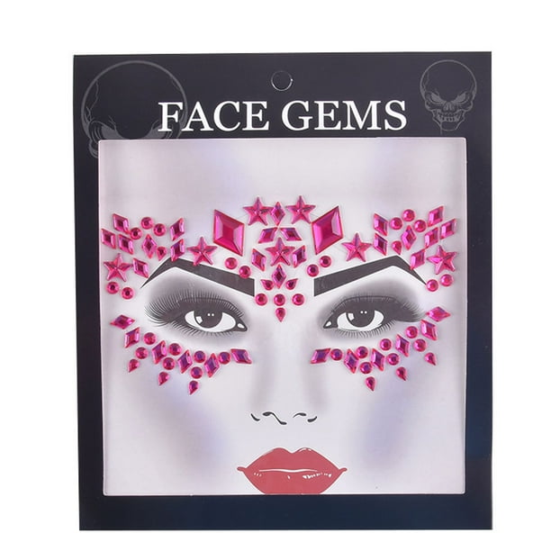 Vogacara Ojo cuerpo cara gemas diamantes de imitación pegatinas autoadhesivas estilo Simple geométrico brillo elegante uñas mujeres Festival Tratamientos faciales Rosa roja