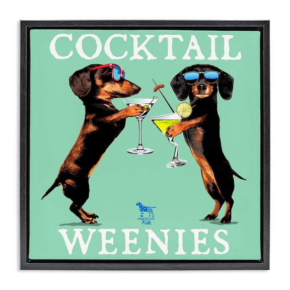 Stupell Industries Flashy Cocktail Weenies Food & Beverage Painting Black Floater Framed Canvas Art Print Wall Art, 18 x 18