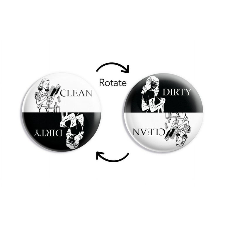 Dishwasher Magnet Clean Dirty Sign - 3 Inch Round Black & White  Refrigerator Magnets - Retro-Style American Housewife - Funny Housewarming  Gifts by