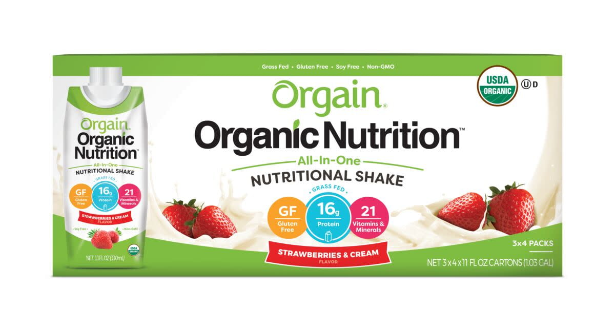 Orgain Organic Nutrition Shake, Strawberries & Cream, 11oz Walmart