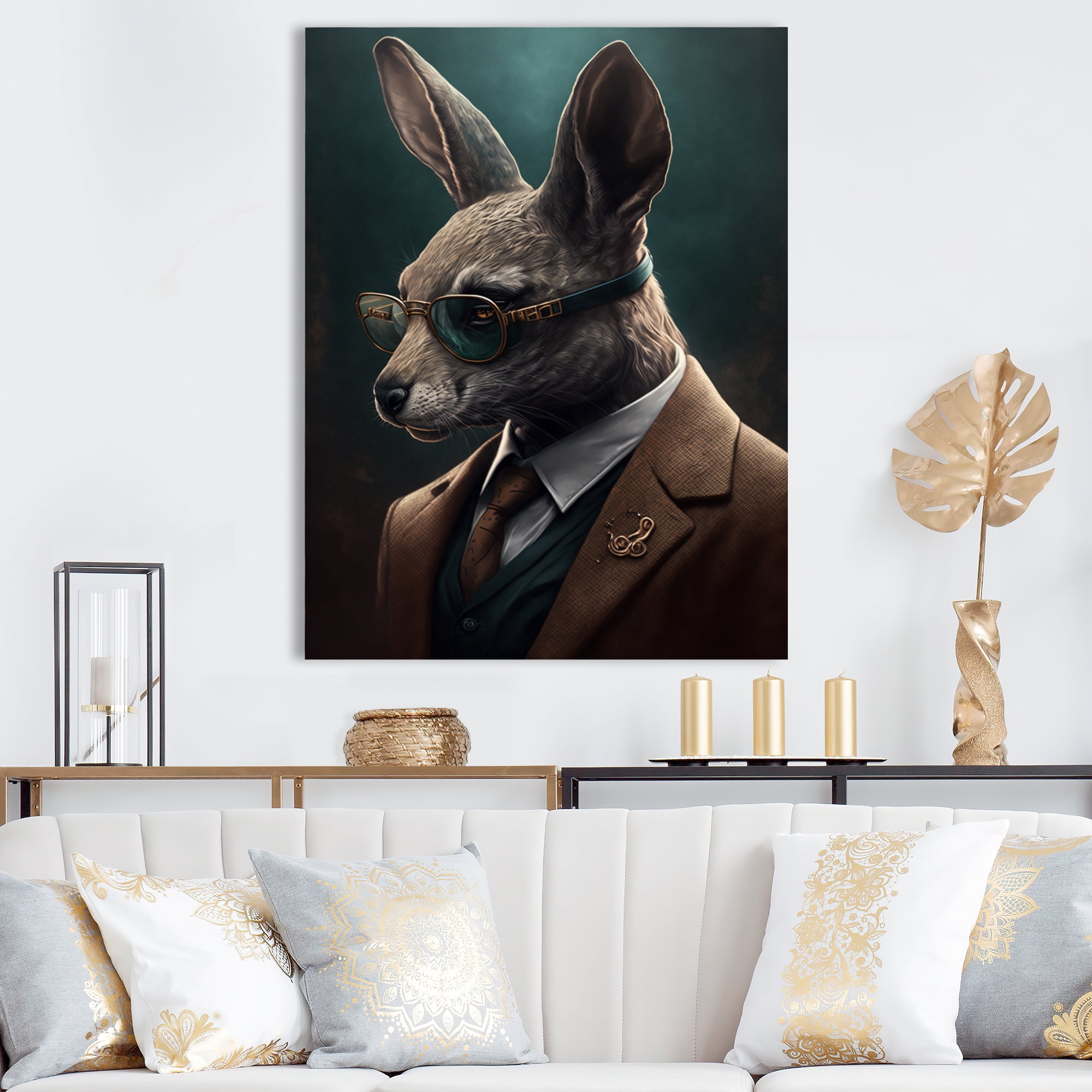 Designart Mafia Rabbit Canvas Wall Art