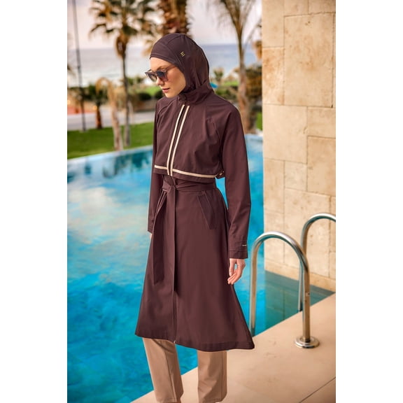 Marina Brown Full Coverage Modest Swimwear Burkini Set M2533