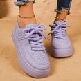 thumbnail image 2 of Platform Fashion Sneakers for Women 2025 Casual Leather Lace up Chunky Walking Flats Spring Fall Shoes, 2 of 7