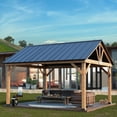 thumbnail image 3 of MeetLeisure 15 ft. W x 13 ft. Cedar Solid Wood Patio Gazebo; Gray, 3 of 10