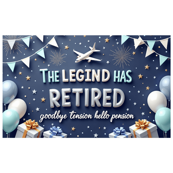Decorative Design Retirement Banner Colorful Balloons The Legend Has Retired Polyester Material Party Decoration for Retirement Party Ceremony Indoor Celebration
