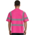 thumbnail image 2 of ProtectX 3-Pack High Visibility Short Sleeve Reflective Safety T-Shirt, Men's Heavy Duty Breathable Hi Vis Shirts, Class 2 Type R, Pink - Samll, 2 of 7