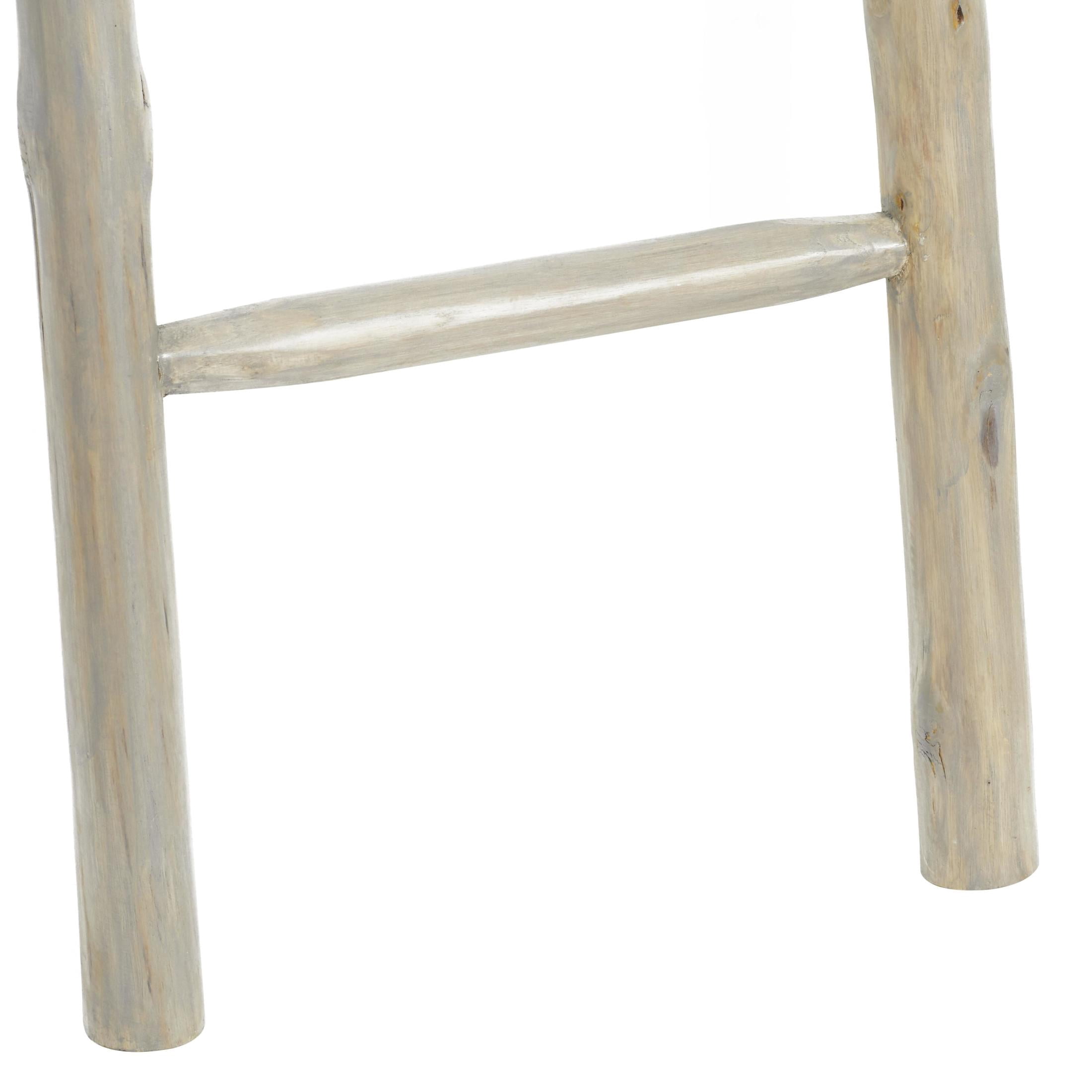 DecMode Teak Modern White Ladder Wooden Rack, 18"W x 59"H
