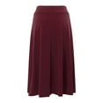 thumbnail image 3 of vigerkar Women's Basic Versatile Stretchy Flared Casual Midi Skater Skirt Wine, S, 3 of 5