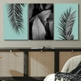 thumbnail image 2 of PixonSign Canvas Print Wall Art Set Teal & Monochrome Jungle Leaves Floral Wilderness Photography Modern Art Rustic Relax/Calm Multicolor Black and White for Living Room, Bedroom, Office - 16"x24"x3, 2 of 5