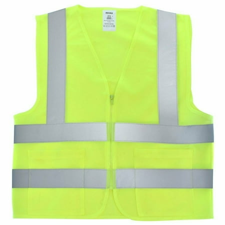 

2 Pockets Yellow Solid-Mesh High Visibility Safety Vest ANSI/ ISEA 107-2010 Size Large