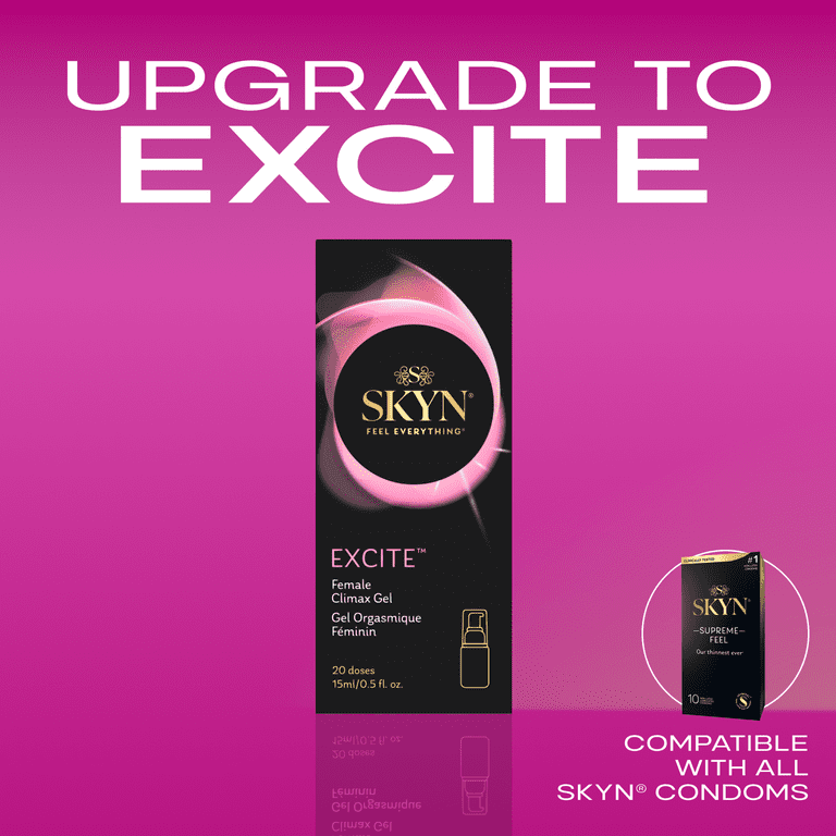 SKYN Excite Female Arousal Sensual Stimulating Massaging Gel Lotion, 20 Applications, 0.5 fl oz