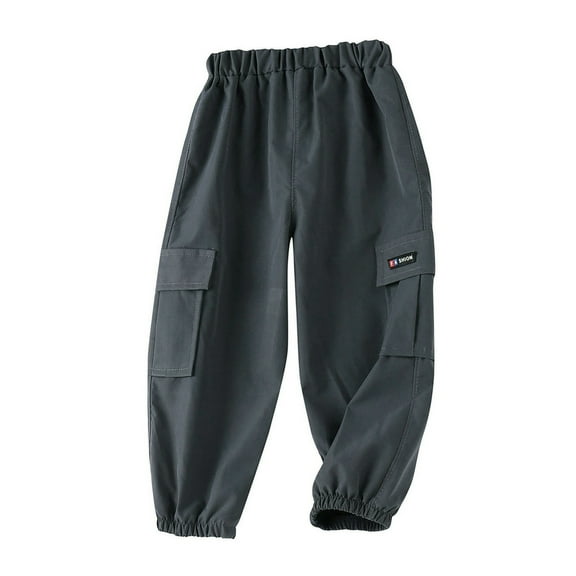 Ediodpoh Boys Pants Summer Casual Kids Cargo Pants for Toddler Boys Girls Lightweight Comfortable Outdoor Play Beach Yoga Travel Basic Solid Color Long Pants Kids Pants Dark Gray 5-6 Years