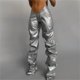 thumbnail image 3 of Pantalones casuales rectos de cintura baja sexys de cuero sintético plisado de moda para mujer de estilo europeo y americano de otoño, 3 of 6