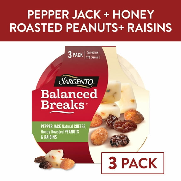 Sargento® Balanced Breaks® Pepper Jack Natural Cheese, Honey Roasted Peanuts and Raisins