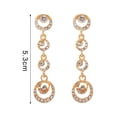 thumbnail image 6 of Grandest Birch Stud Earrings Circle Dangle Dazzling Rhinestone Women Long Drop Ear Studs Jewelry for Wedding Rhinestone,Alloy Gold, 6 of 8