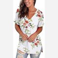 thumbnail image 4 of Womens Summer Tunic Tops Floral Printed Short Sleeve V Neck T Shirts Tee Loose Fitted Henley Workout Blouse, 4 of 6