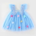 thumbnail image 2 of XZNPDUCQ Toddler Girls Summer Ruffle Flutter Sleeve Dress for Kids,Birthday Party Beach Dresses Summer Beach Princess Dress (5-6 Years,Sky Blue), 2 of 9