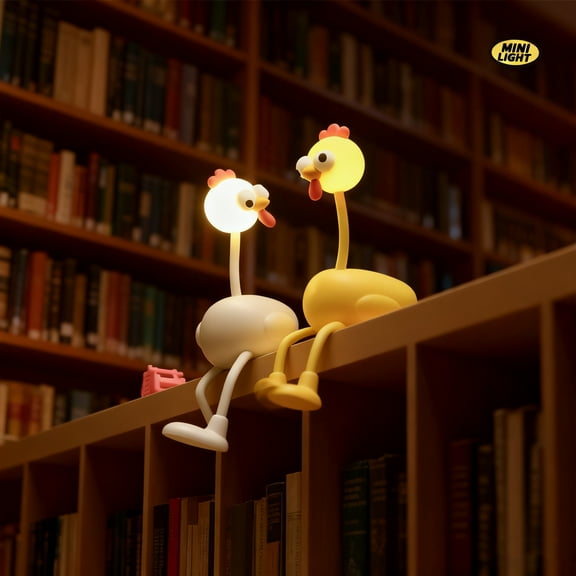 Christmas Night Light, Changeable Shape Mini Chicken, Adjustable Brightness, Yellow, 7.2"x2.83", for Home, Desk