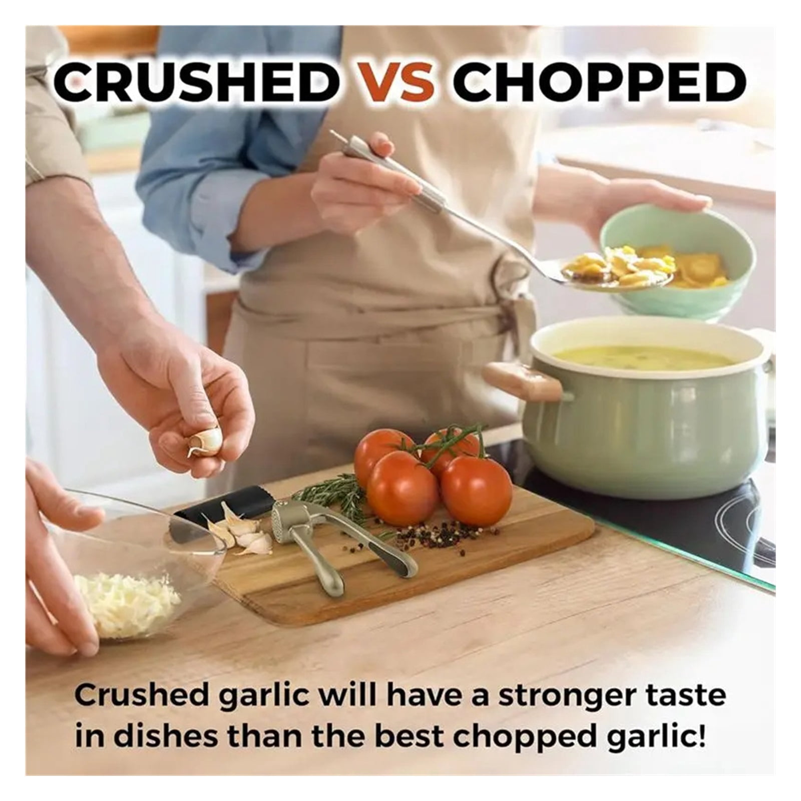 Garlic Press Set Kitchen Garlic Mincer Tool Easy Squeeze Easy Clean Silicone Garlic Peeler & Brush Home Kitchen Gadgets