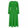 thumbnail image 6 of Oksale Holiday Party Dresses for Women Plus Size Flowy A Line Cocktail Dress Comfy Long Sleeve Winter Dresses Casual Elegant Midi Dress Green M, 6 of 8