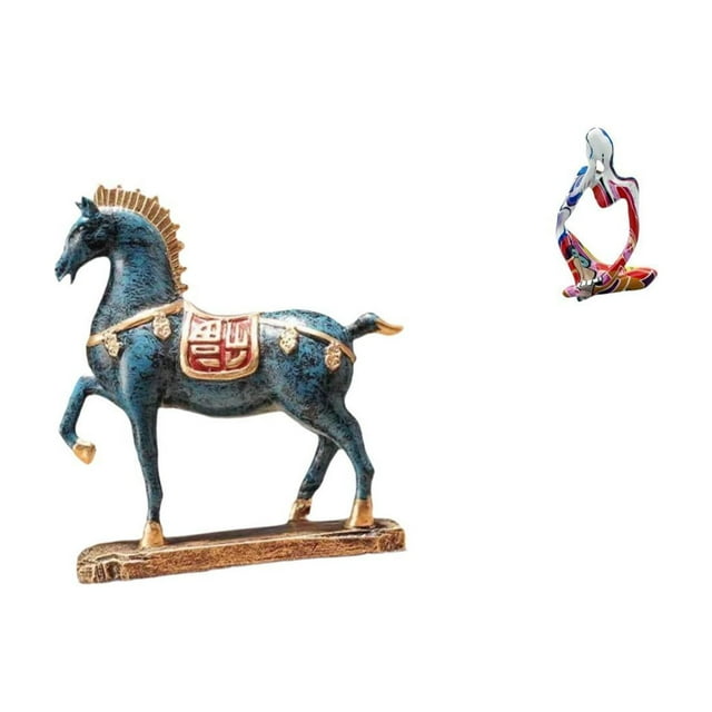 Figura de caballo,Figura de caballo Escultura animal coleccionable,Adorno de centro de mesa con estatua de caballo de resina,Estatua de resina,Estatua de resina de pensador sentado