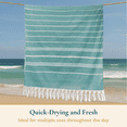 thumbnail image 5 of ComfiTime Turkish Beach Towel W/ Carry Bag, Soft Bath Pool Towel for Adults & Kids, Quick Dry & Sand Resistant Beach Blanket, Multipurpose Turkish Travel Towels for Indoor Outdoor Use, 35” x 71”, 5 of 15