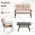 thumbnail image 4 of SUNCROWN 4-Piece Outdoor Patio Conversation Set Metal Chairs and Table Set with Loveseat, Brown, 4 of 5