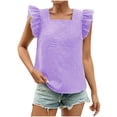 thumbnail image 2 of mfyjkho Tops Para Mujer, Suéter De Cuello Cuadrado Y Manga Corta Con Volantes A Cuadros Para Mujer, Top De Moda Tops Y Blusas Para Mujer M, 2 of 7