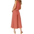thumbnail image 3 of Roylamp Women's Summer 2 Piece Outfits Round Neck Crop Basic Top Cropped Wide Leg Pants Set Jumpsuits_Special Gift, 3 of 5